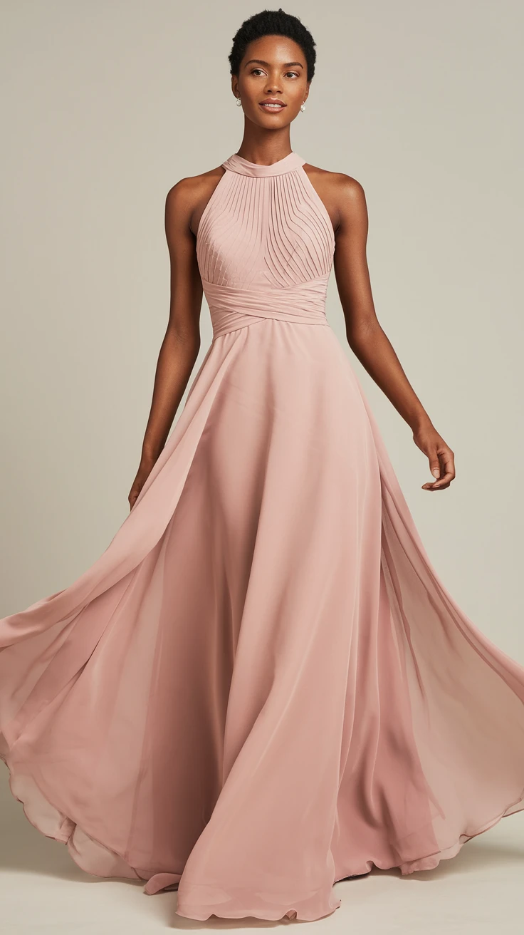 1. Classic A-Line Blush Gowns