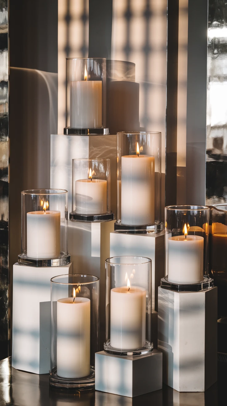 10. Geometric Candle Groupings