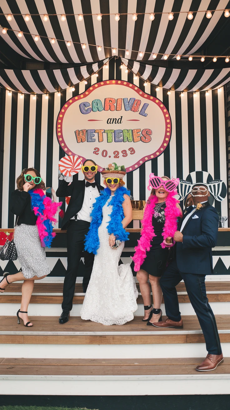 15. Step-and-Repeat Photo Wall with Carnival Props