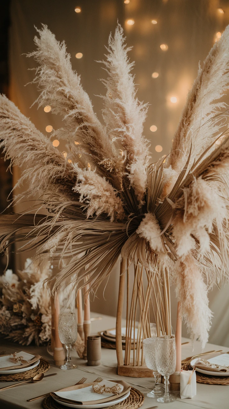 3. Dried Pampas Grass Centerpieces
