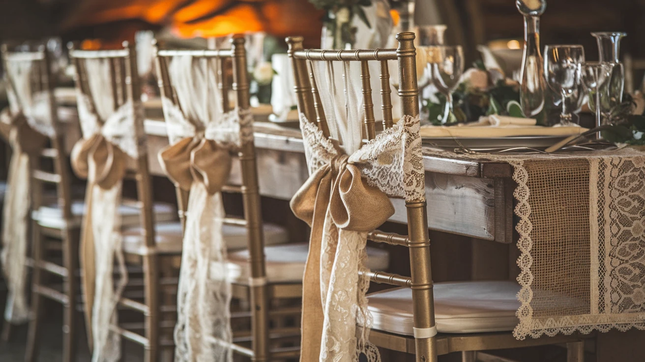 4. Burlap and Lace Accents