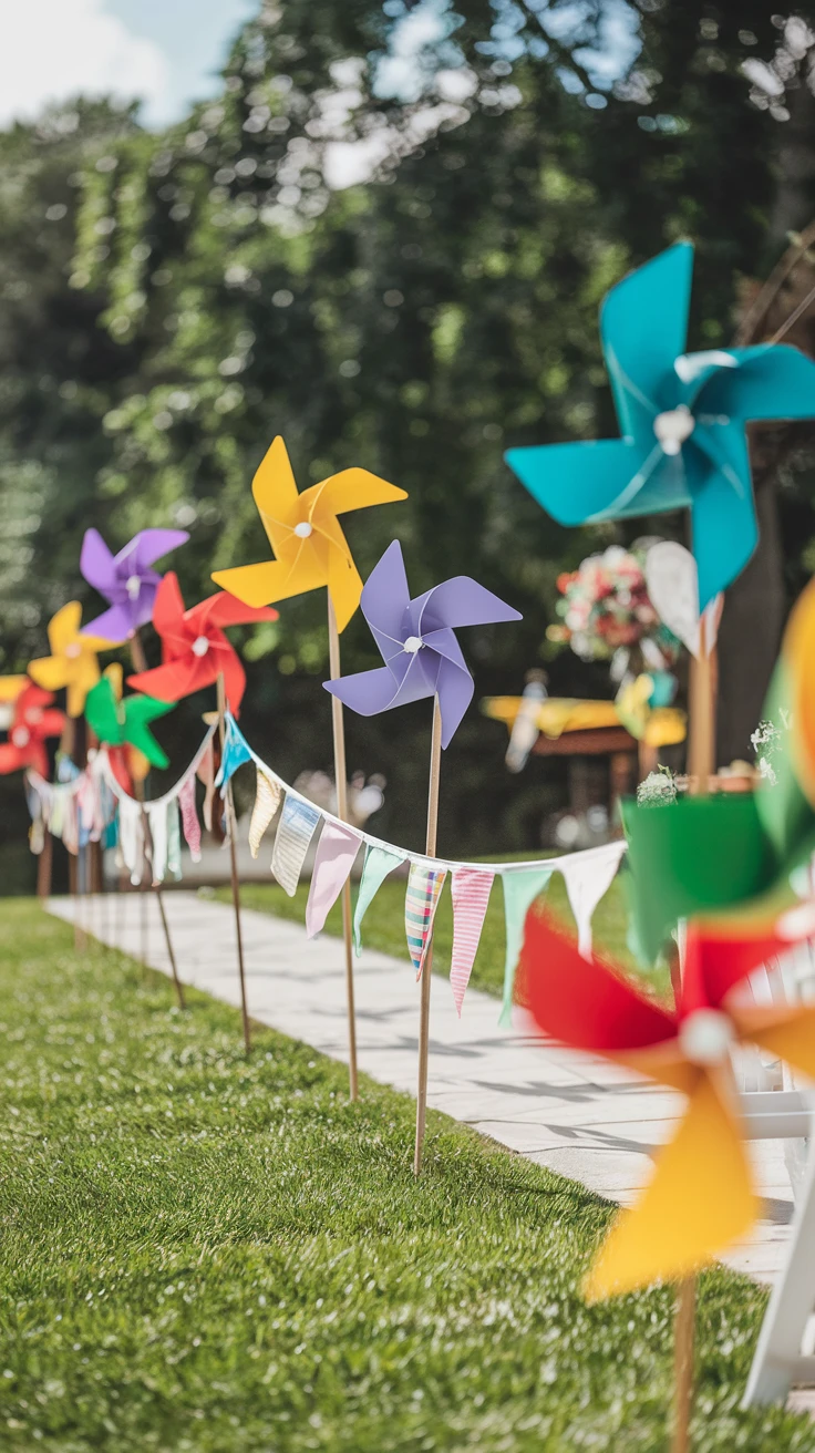 5. Aisle Lined with Pinwheels or Mini Flags