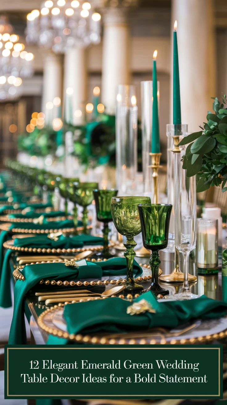 12 Elegant Emerald Green Wedding Table Decor Ideas for a Bold Statement