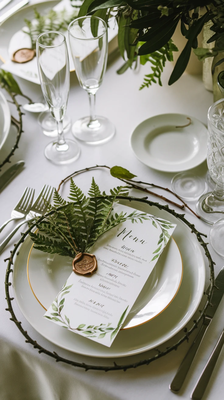 13. Greenery Embellished Menus