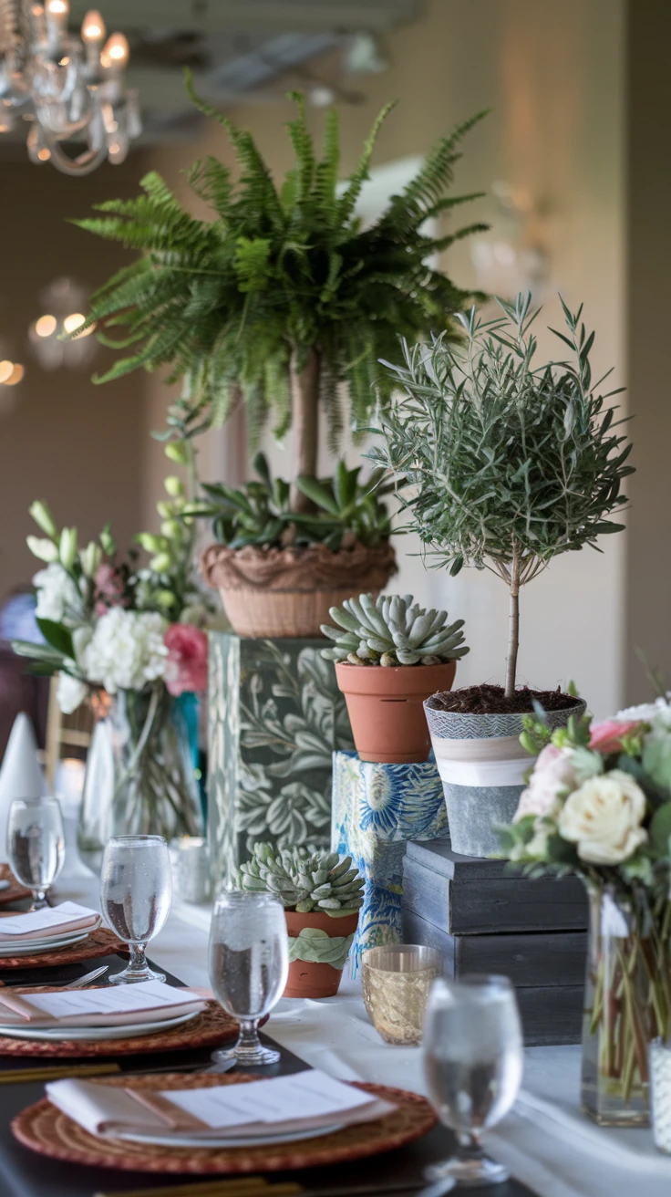 14. Potted Plant Centerpieces