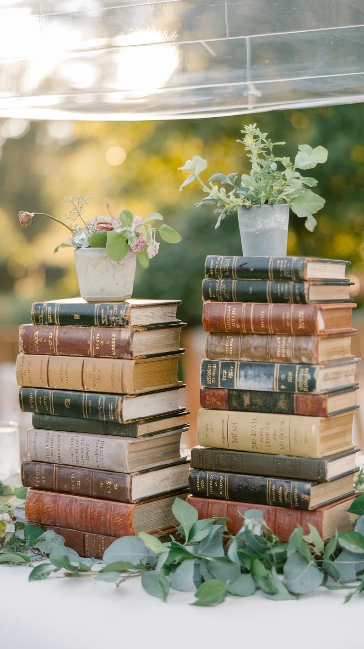 2. Vintage Garden Books as Centerpieces