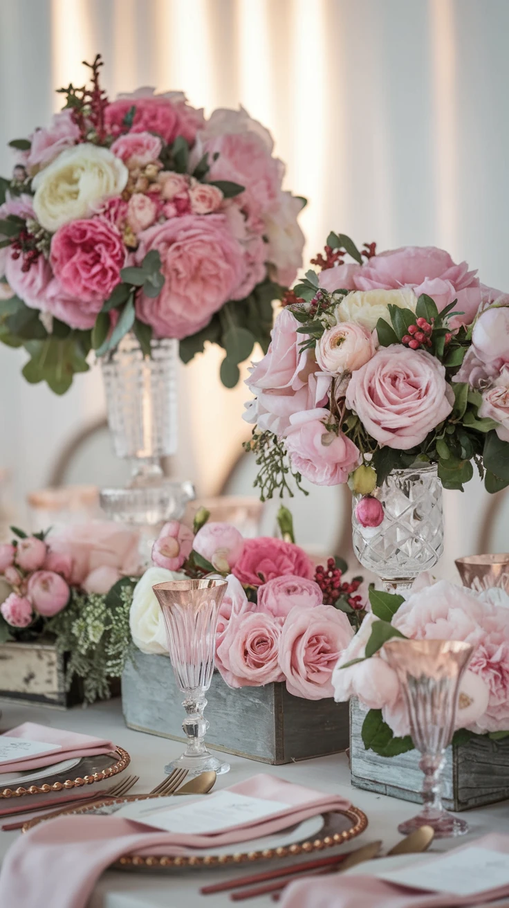 3. Pink Floral Centerpieces