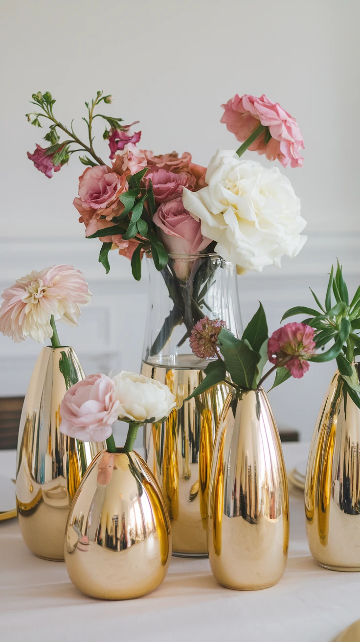 5. Gold-Dipped Flower Vases for Natural Luxury