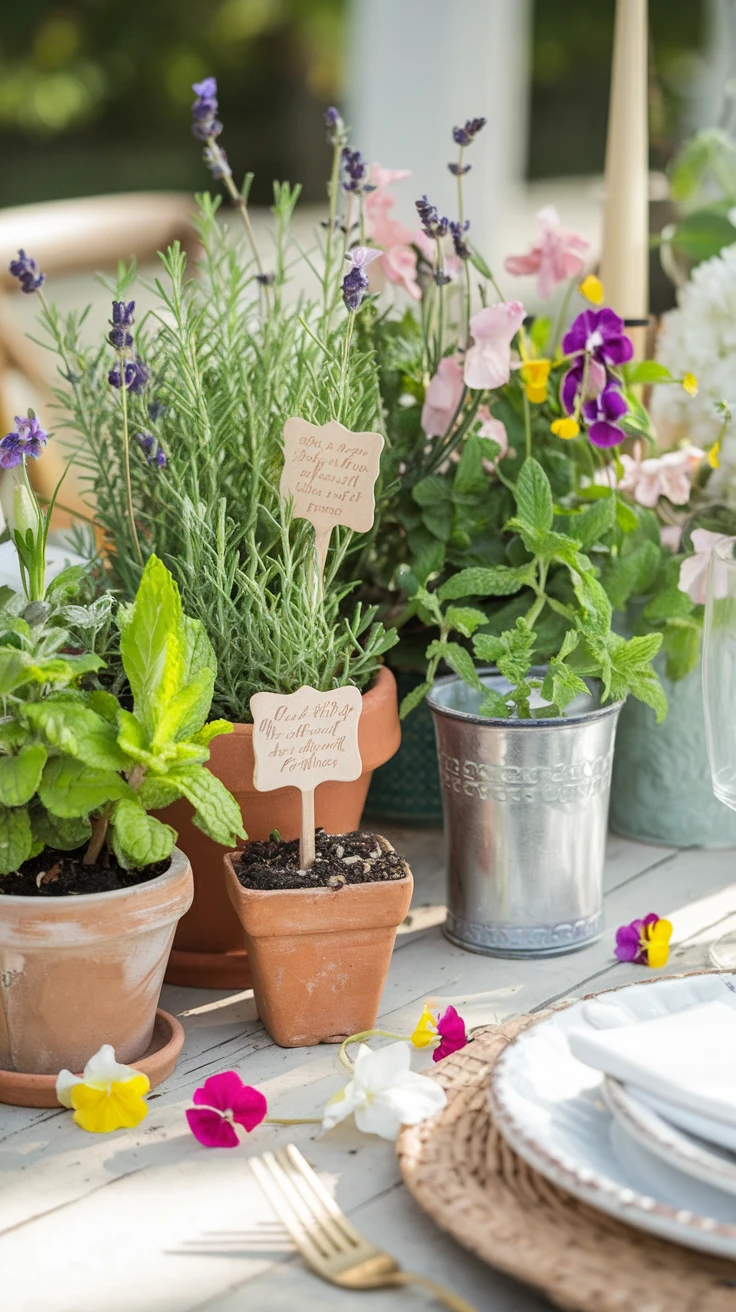 6. Potted Herb Centerpieces