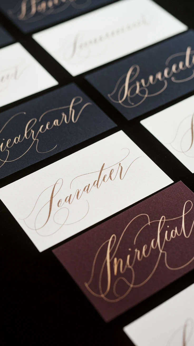 7. Gold Calligraphy Place Cards for Personal Elegance