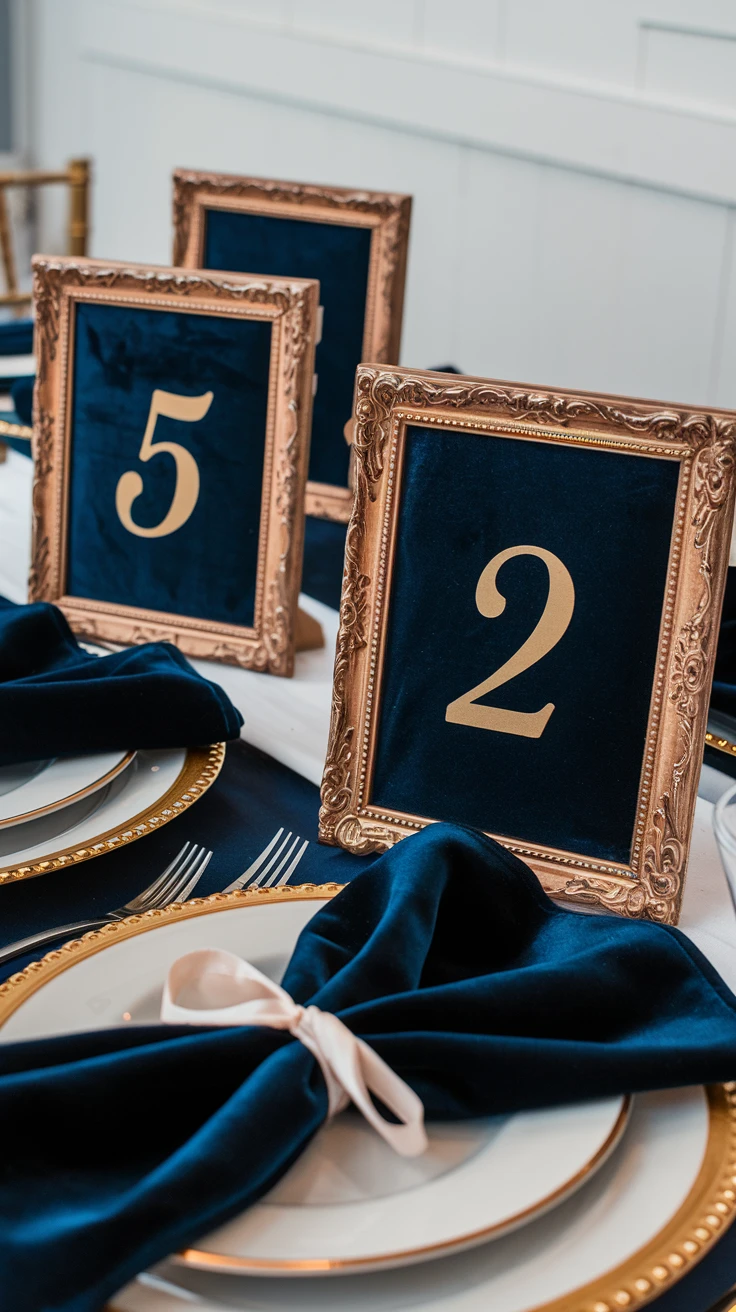 7. Navy Velvet Table Details