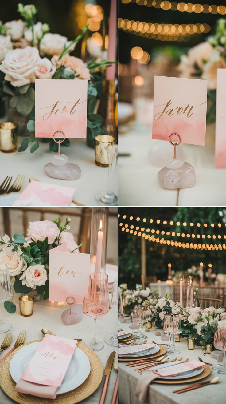 7. Pink Place Cards and Holders