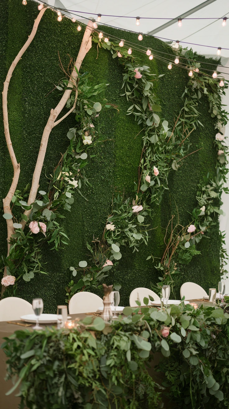 9. Greenery Backdrop for Head Table
