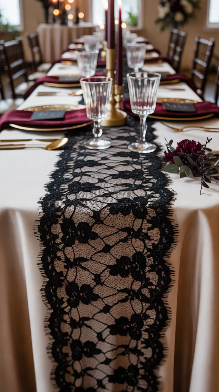3. Elegant Black Lace Table Runners