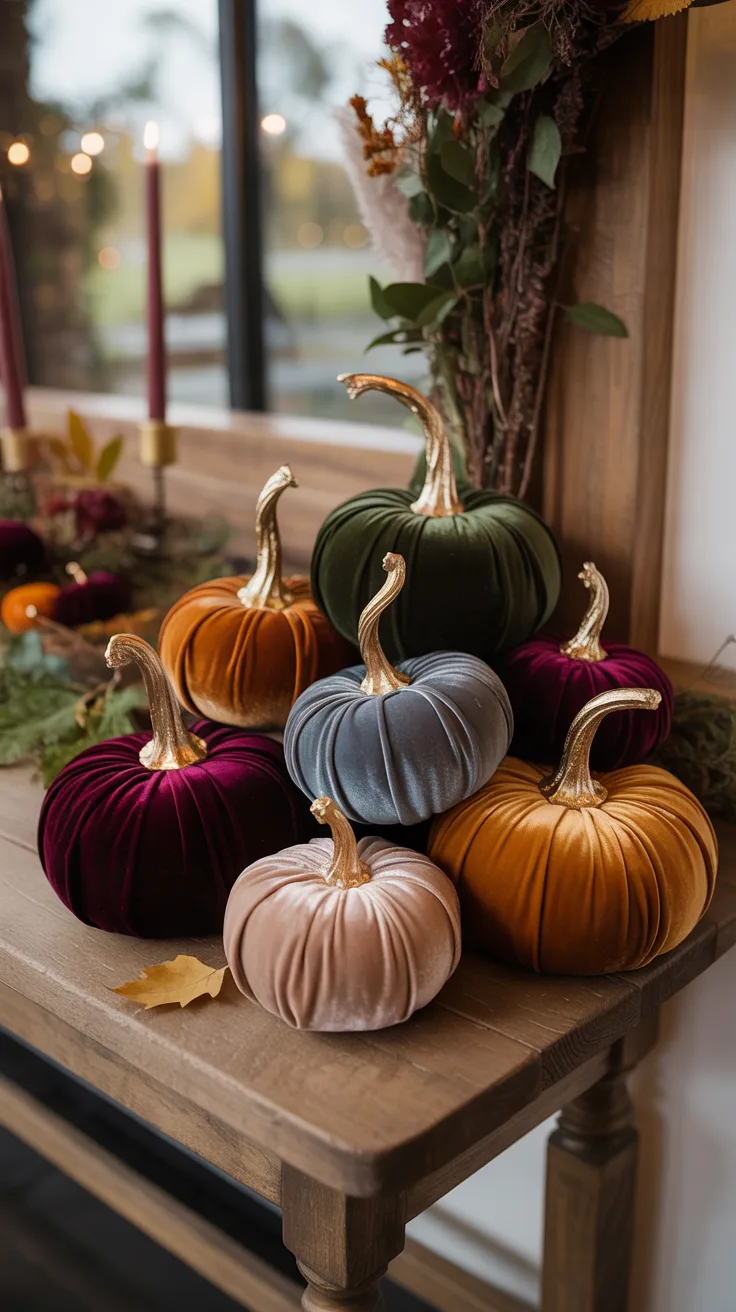 4. Handcrafted Velvet Pumpkin Displays