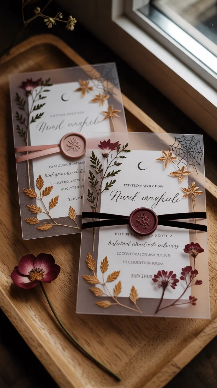 7. Pressed Flower and Leaf Invitation Suites
